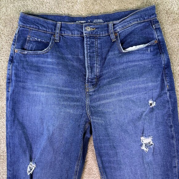 OLD NAVY Womens Extra High Rise Sky Hi Straight Blue Jeans Size 16 36x27 E625 - Picture 2 of 14